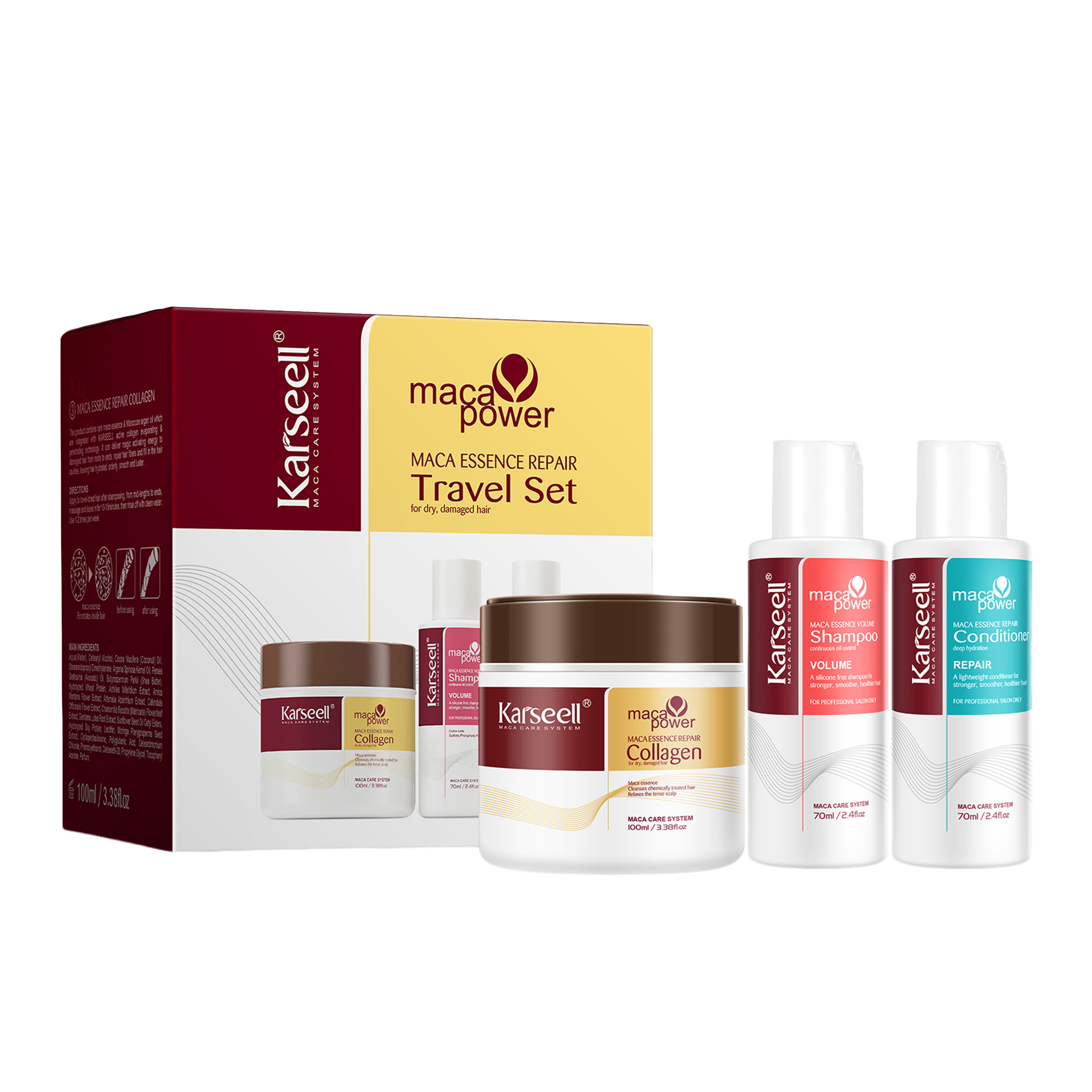 KARSEELL COLLAGEN HAIR MASK + SHAMPOO & CONDITIONER TRAVEL SET