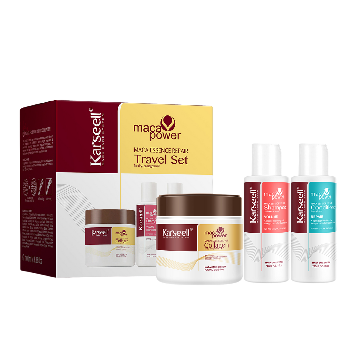 KARSEELL COLLAGEN HAIR MASK + SHAMPOO & CONDITIONER TRAVEL SET