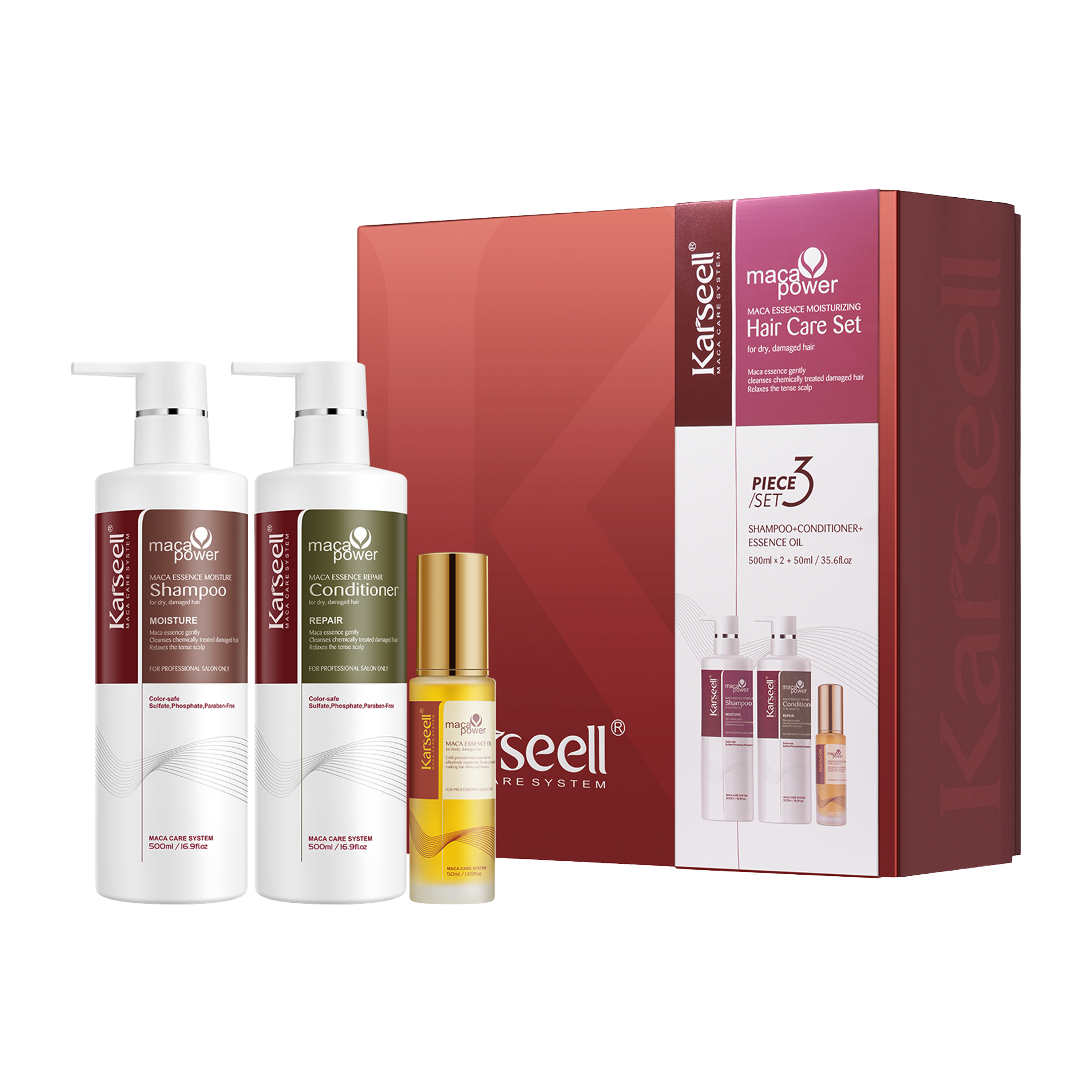 KARSEELL HAIR OIL + SHAMPOO AND CONDITIONER HAIR REPAIR SET