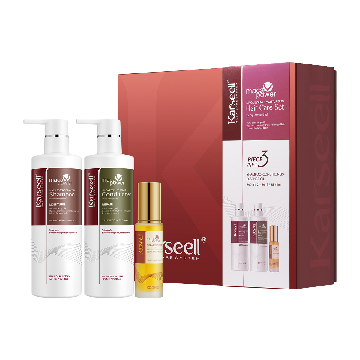 KARSEELL HAIR OIL + SHAMPOO AND CONDITIONER HAIR REPAIR SET
