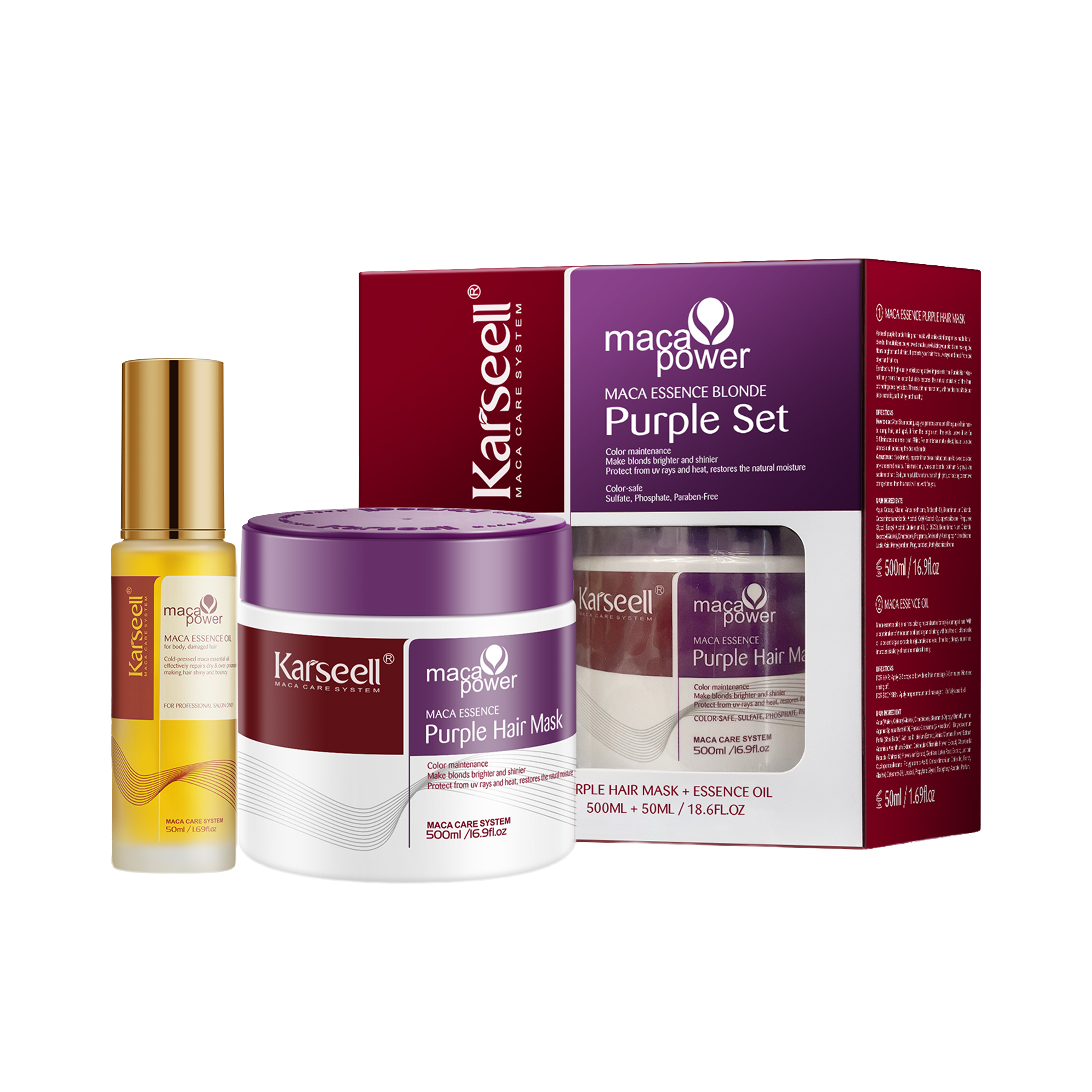 MACA ESSENCE BLONDE PURPLE SET (PURPLE HAIR MASK + OIL)